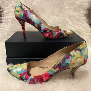 BCBGeneration 3” multi watercolor heels